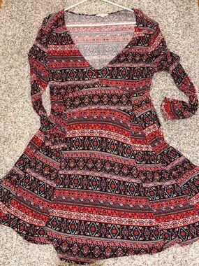 Springfield Boho Geometric Print Long Sleeve Dress Size XL